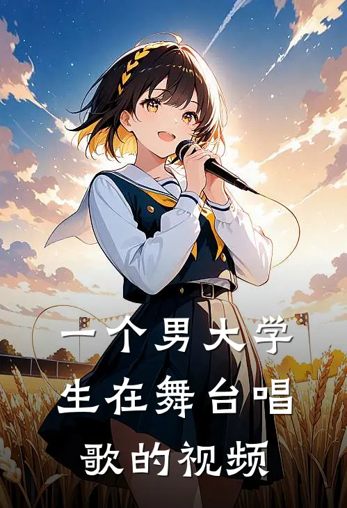 一个男大学生在舞台唱歌的视频