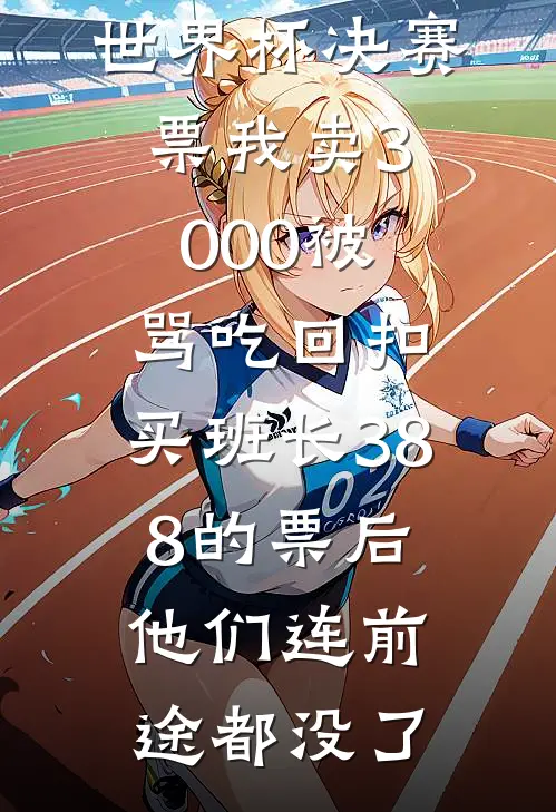 世界杯决赛票我卖3000被骂吃回扣，买班长388的票后他们连前途都没了