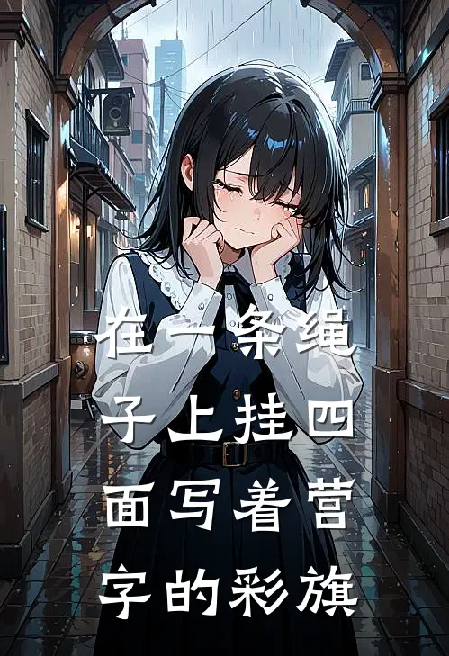 在一条绳子上挂四面写着营字的彩旗