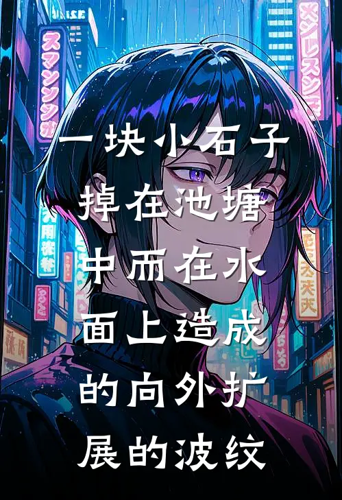 一块小石子掉在池塘中而在水面上造成的向外扩展的波纹
